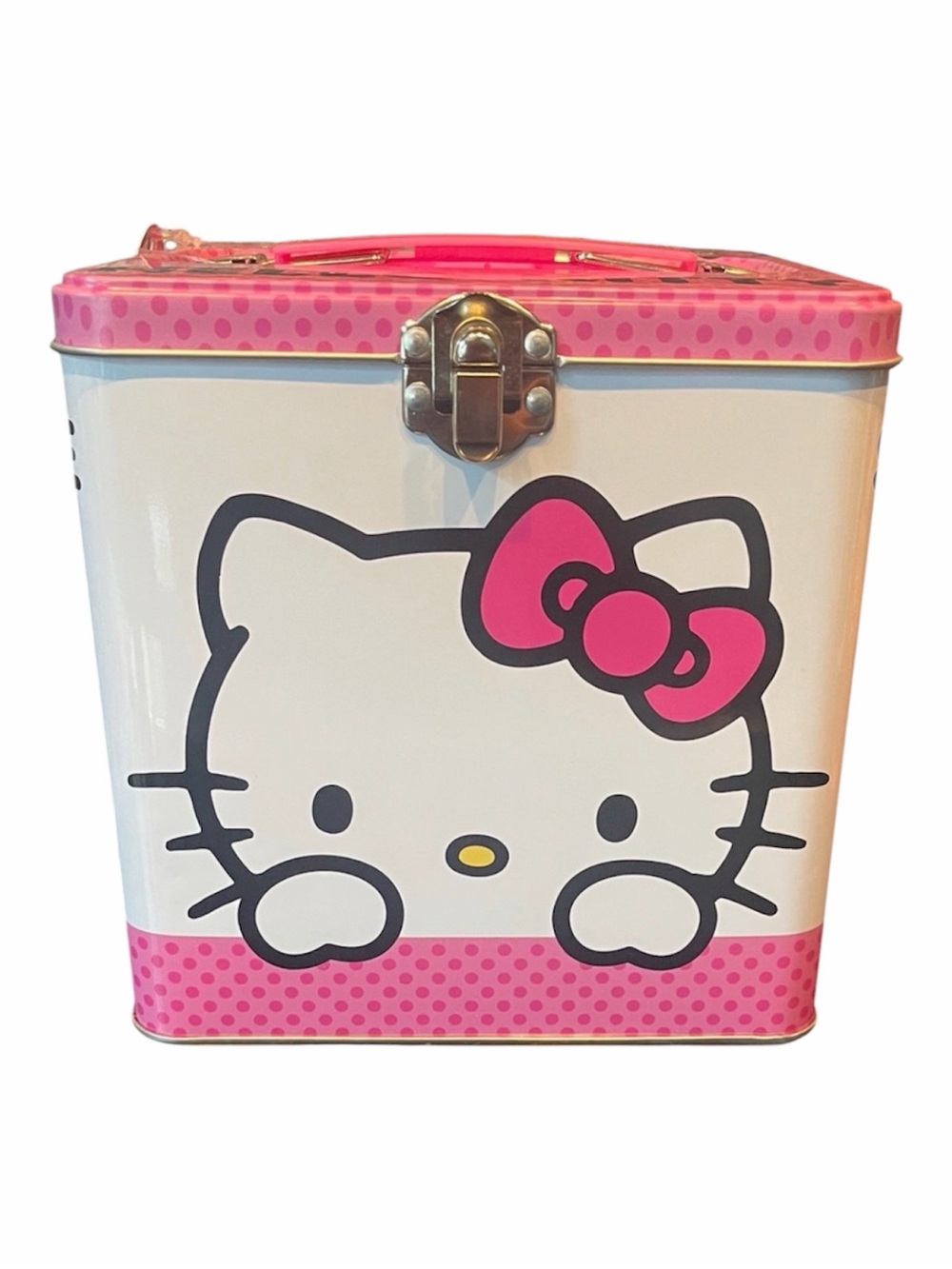 Hello Kitty Pink and White Square Metal Lunch Box